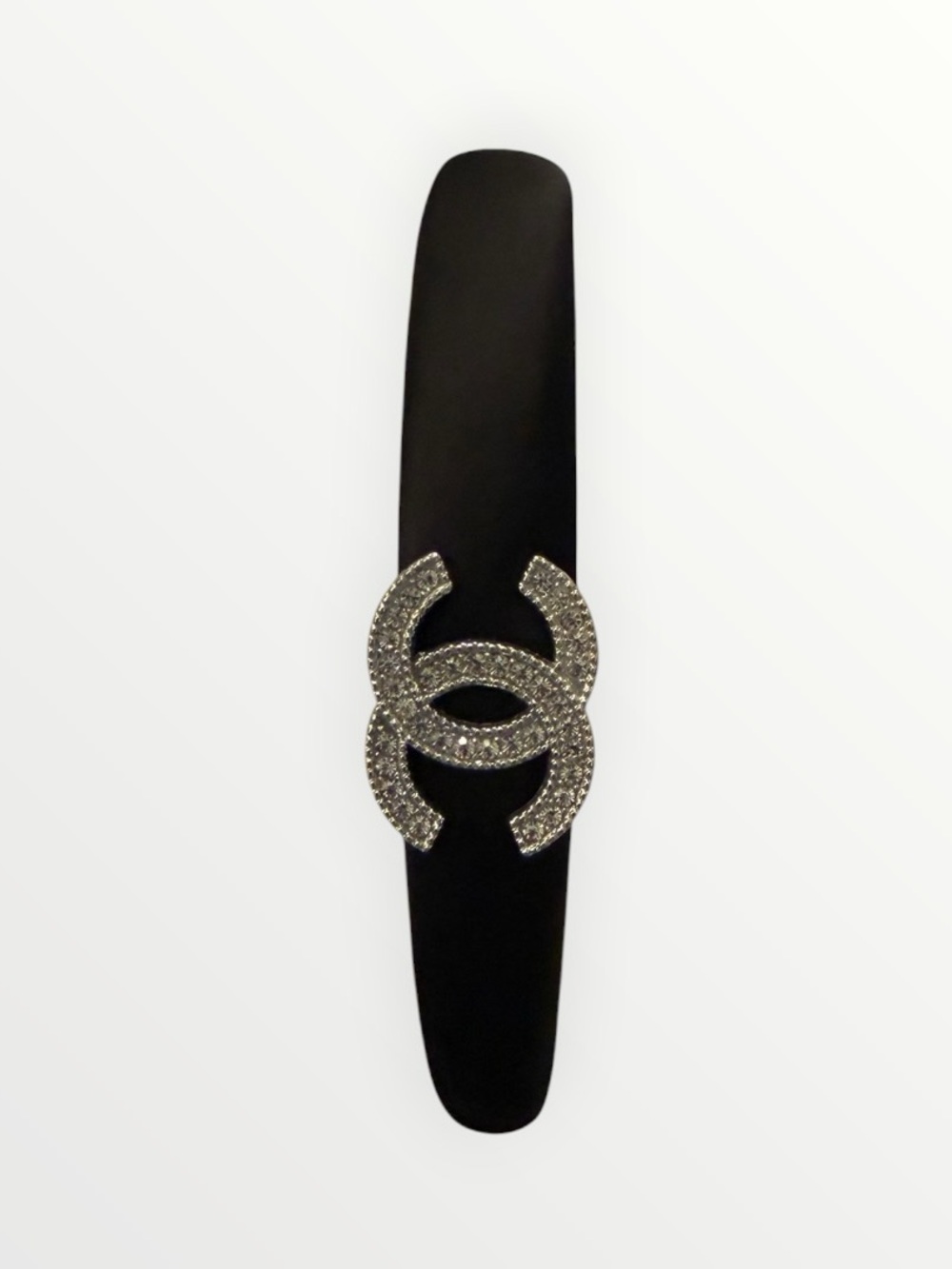 NWOT Handmade Black Headband with Crystal Double-C Accent